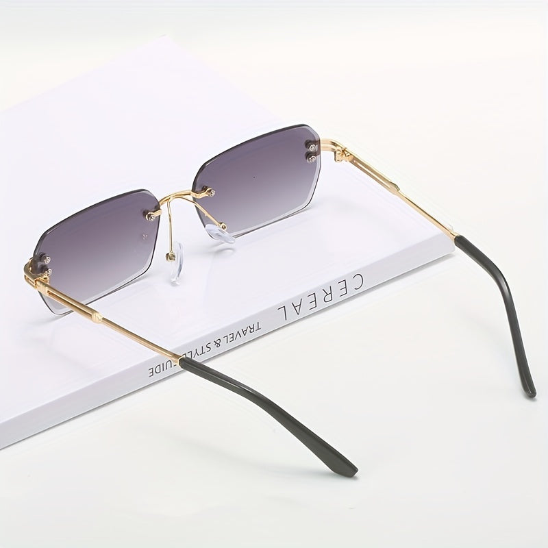 Men's Metal Cut Edge Sunglasses with Leather Eyewear Bag