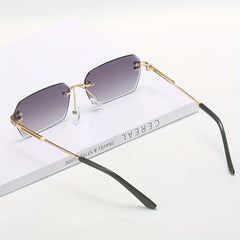 Men's Metal Cut Edge Sunglasses with Leather Eyewear Bag