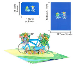 Vintage Bicycle Flower 3D Pop Up Card for Thanksgiving Mother's Birthday