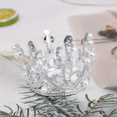 5pcs Crown Cake Decoration Ornament Party Queen Crown Wedding Pearl Crown
