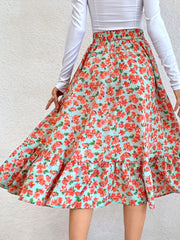Floral Print Elastic Waist Skirt Casual Skirt For Spring & Summer