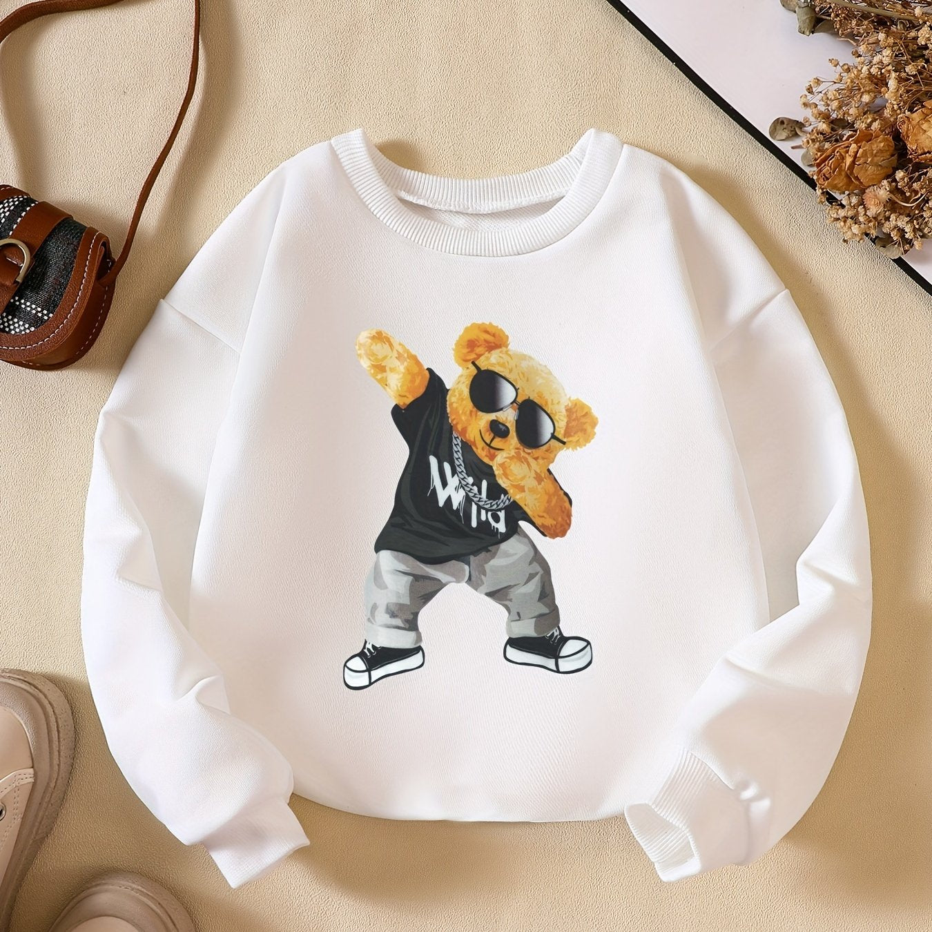 Girls' Dancing Bear Graphic Sweatshirt for Sports Party