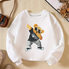 Boys Sweatshirt Crew Neck Long Sleeve Pullover Top Toy Bear Print