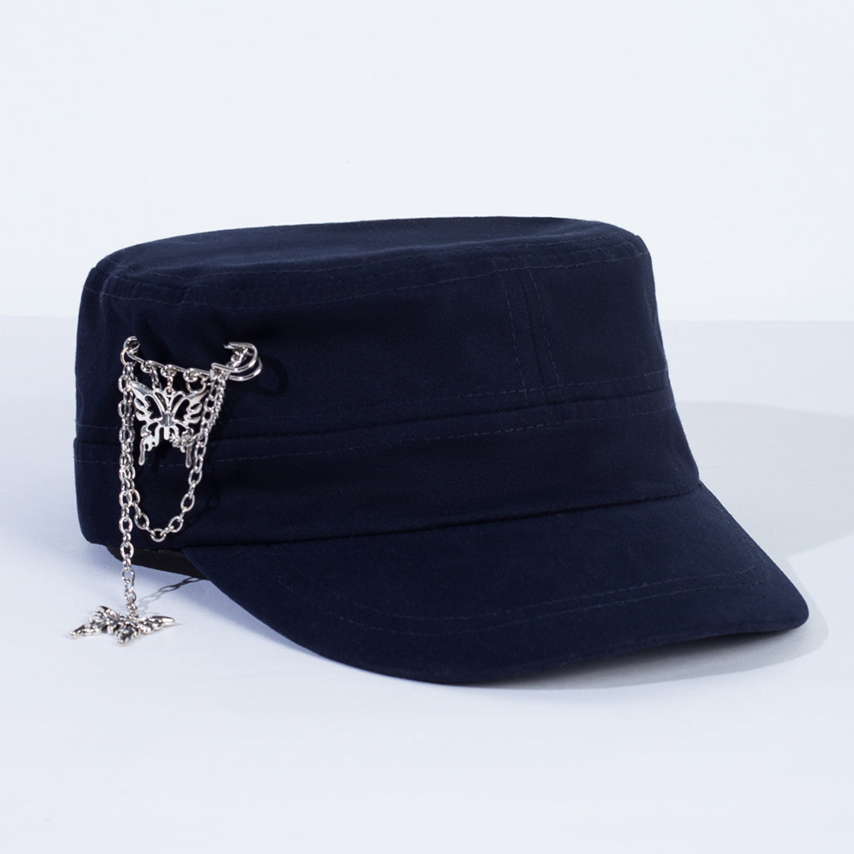 Butterfly Brooch Baseball Cap Solid Flat Hat Y2K Sun Hats Women
