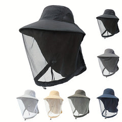 Men's Bucket Hat With Net Mesh Sun Protection Head Net Hat