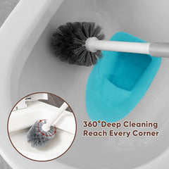 Toilet Plunger & Brush Set with Stand for Bathroom Cleaning