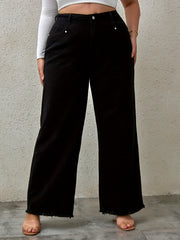 Fringe Trim Wide Leg Jeans