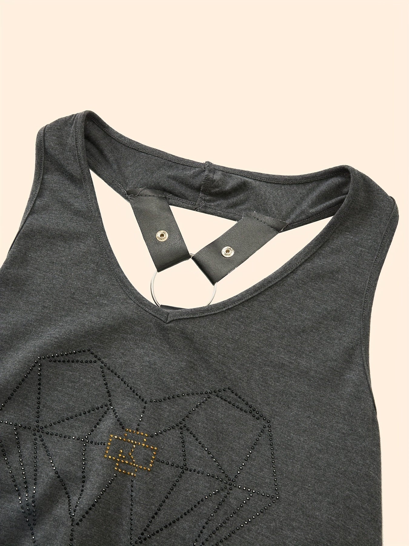 Diamond Pattern Tank Top Crew Neck Summer Sleeveless Top