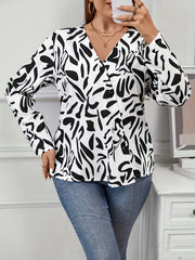 Graffiti Print Long Sleeve Button Up Blouse