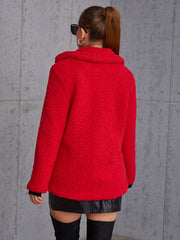 Solid Fleece Coat Casual Winter Warm Outerwear Women's Clothing