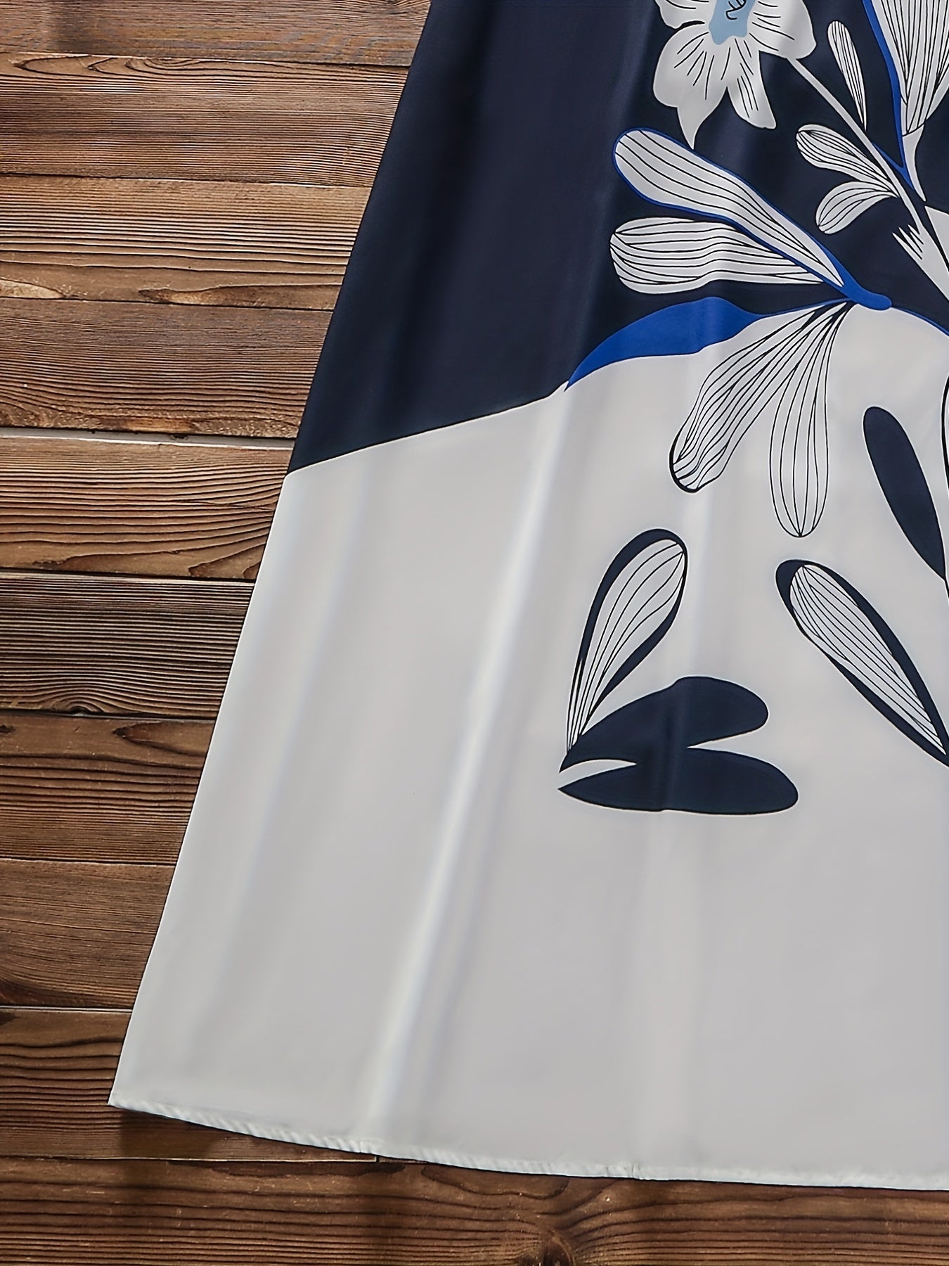 Colorblock Floral Print Short Sleeve Dress
