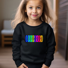 Girls Pattern Print Crew Neck Sweatshirt