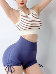 Women's Striped Racer Back Tank Top & Sports Bra Set