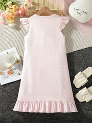 Girls Polka Dot Nightdress Sleeveless PJ Dress