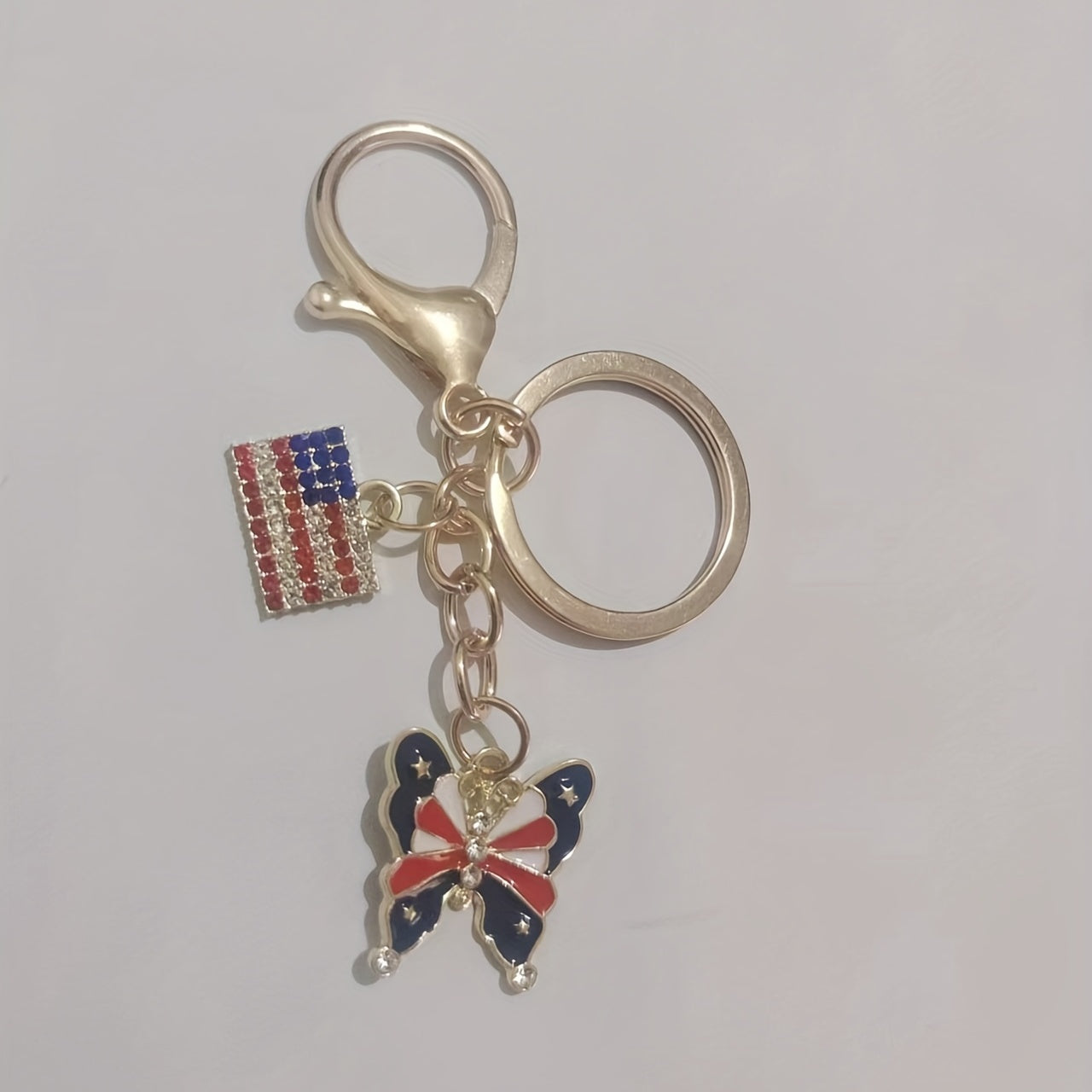 Patriotic Keychain with Diamond Decoration