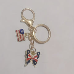 Patriotic Keychain with Diamond Decoration