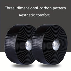 Bike Handlebar Tape Set Red Carbon Pattern Anti Slip Sweat Absorption Breathable
