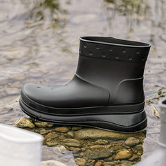 Women's Waterproof Chunky Medium Tube Rain Boots for Outdoor Fishing