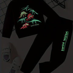 Dino Reflective Skeleton Sweatshirt & Sweatpants Set