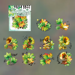 10Sheet Sticker Pack Maple Concerto Watercolor Music Journal Collage