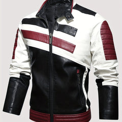 Men's Vintage Striped Cycling Jacket with Zipper Pocket