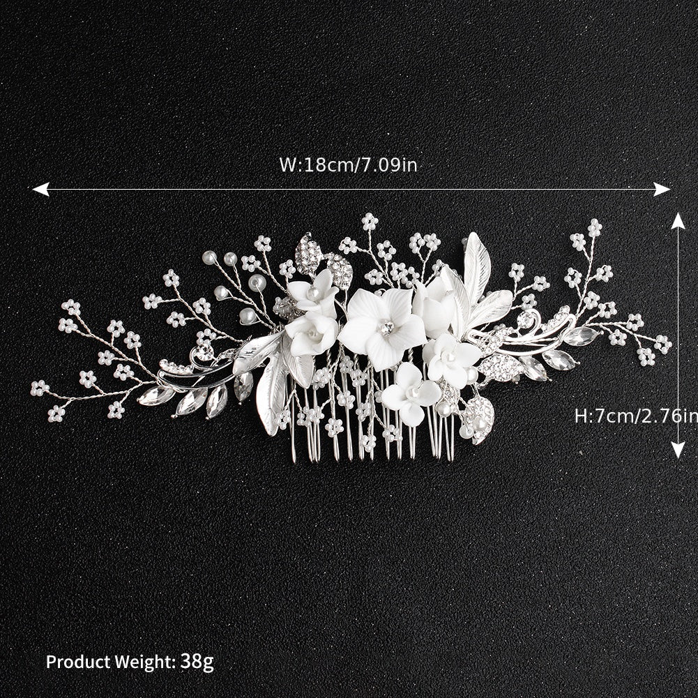 Crystal & Faux Pearl Bridal Comb Hairpiece Wedding Hairpin