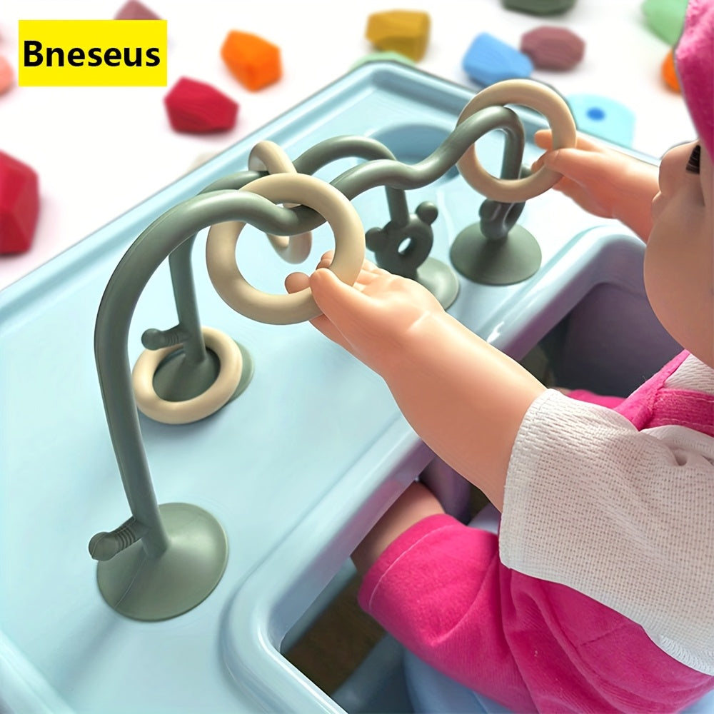 Silicone Educational Toy w/Suction Cup Seat Desk & Bead Rolling Toy