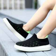 Girls Breathable Woven Slip On Walking Shoes