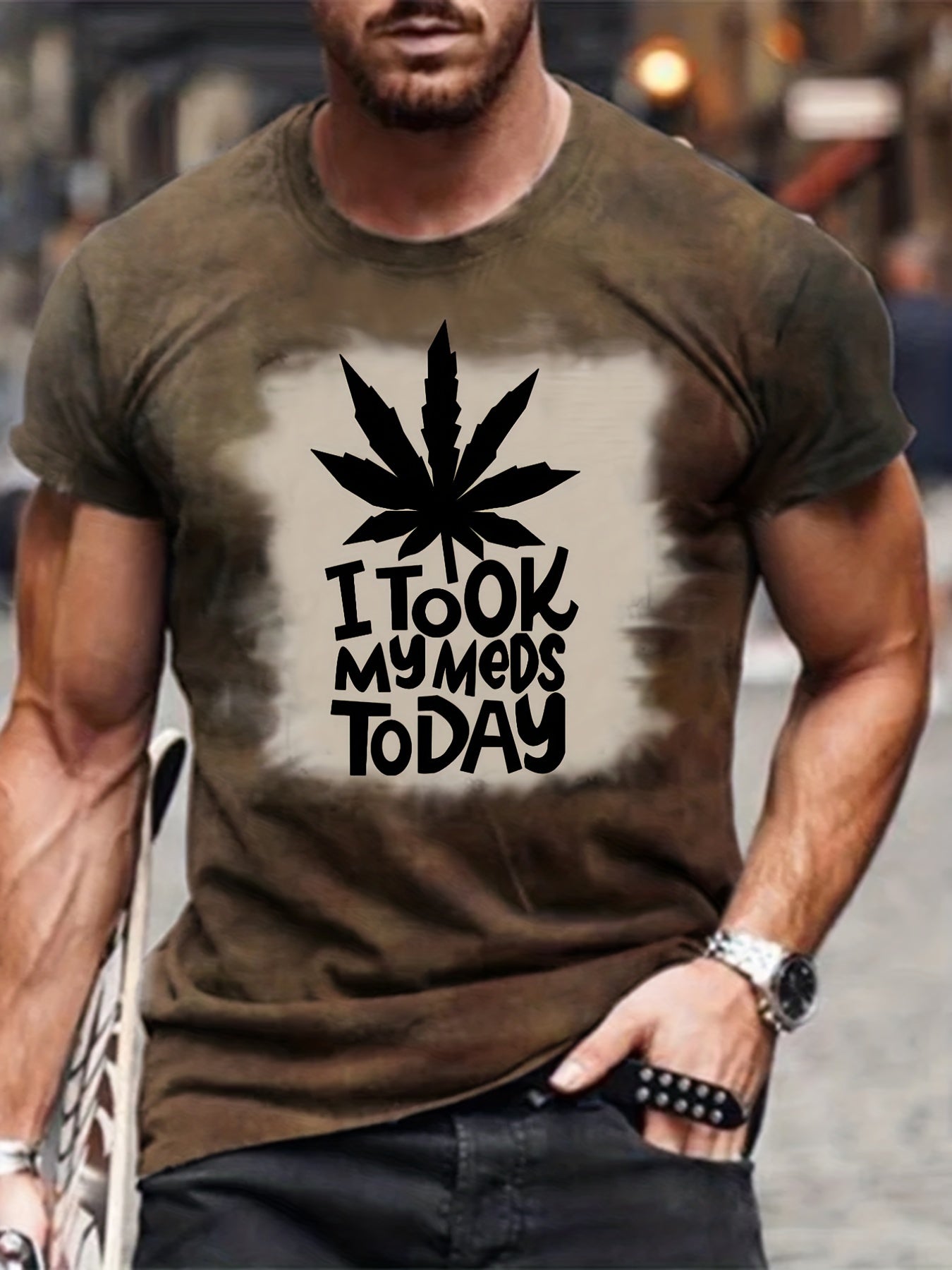 Leaf Pattern Men's Comfy Retro T-shirt