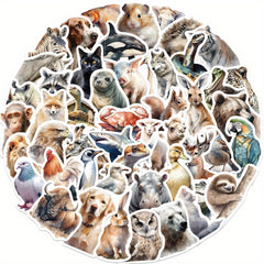 50pcs Realistic Animal Stickers Waterproof PVC Collection