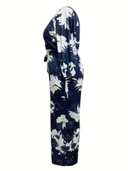 Floral Print Long Sleeve Wide Leg Jumpsuit