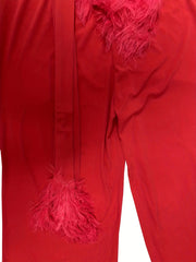 One Shoulder Long Sleeve Wide Leg Jumpsuit With Belt