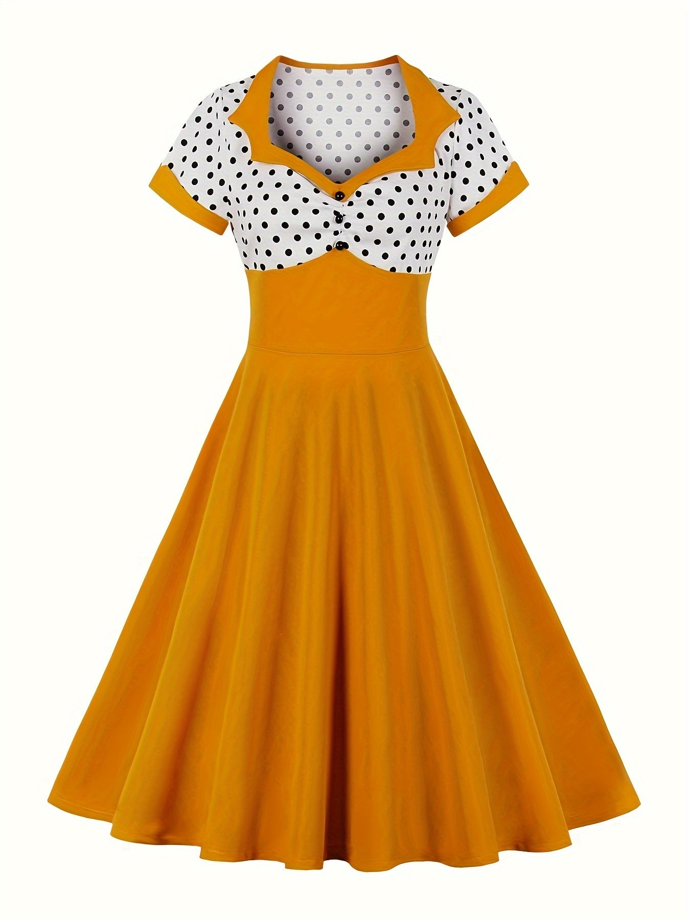 Women's Plus Colorblock Polka Dot Print Sweetheart Neck A line Occasion Dress
