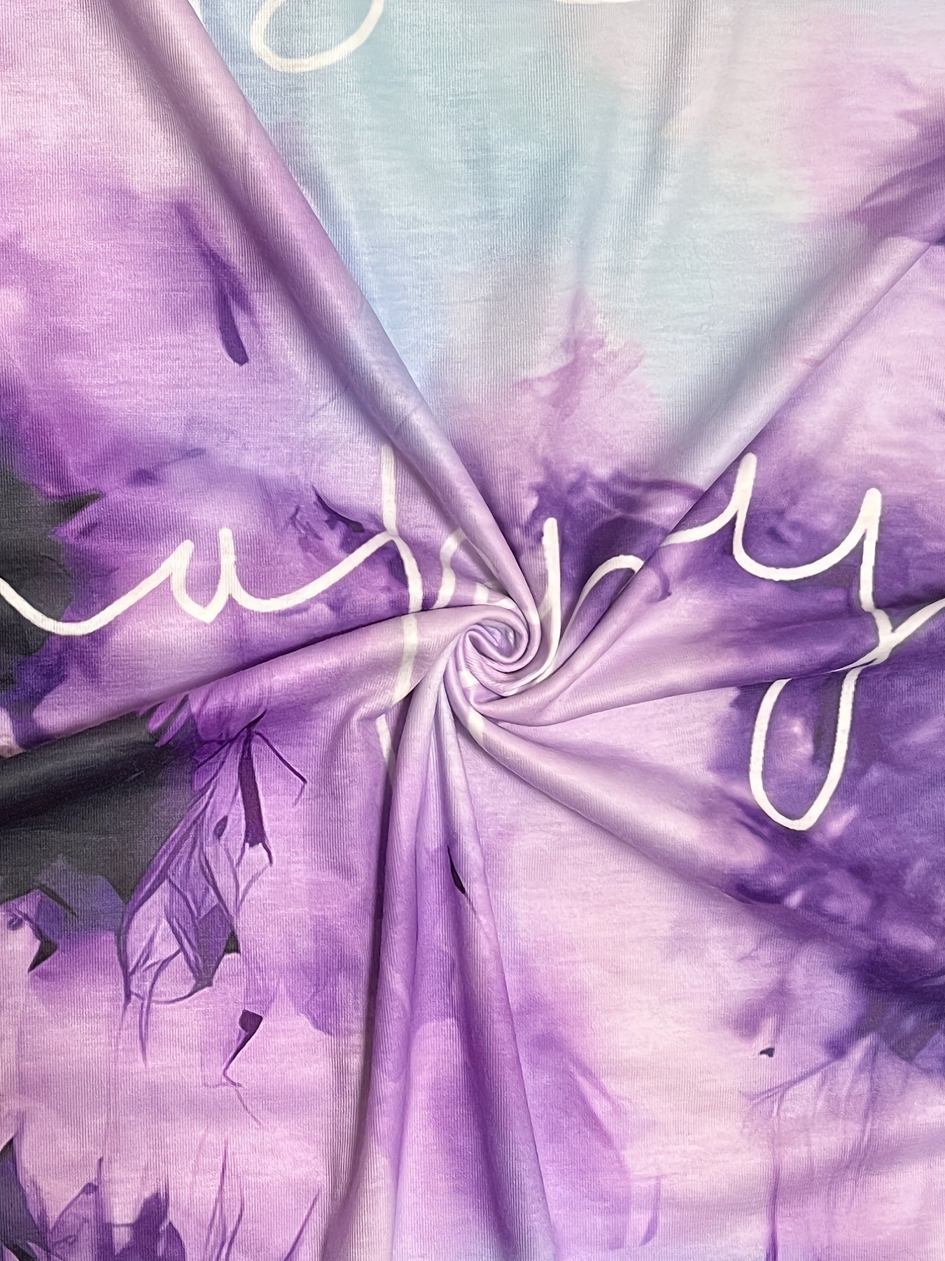 Tie Dye & Slogan Print Long Sleeve Nightdress