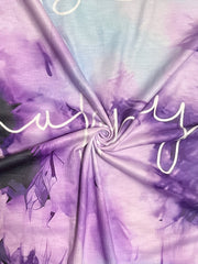 Tie Dye & Slogan Print Long Sleeve Nightdress