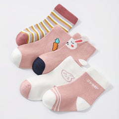 5 Pairs Girls Cartoon Pattern Crew Socks Kids Casual Comfy Children s Sock