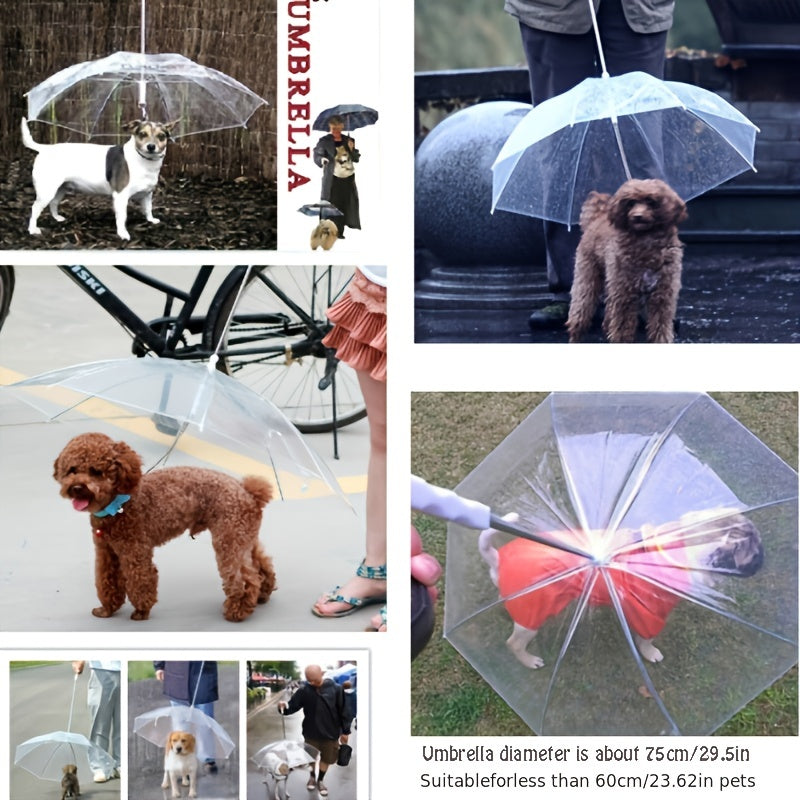 Adjustable Transparent Pet Umbrella for Rainy Dog Walking