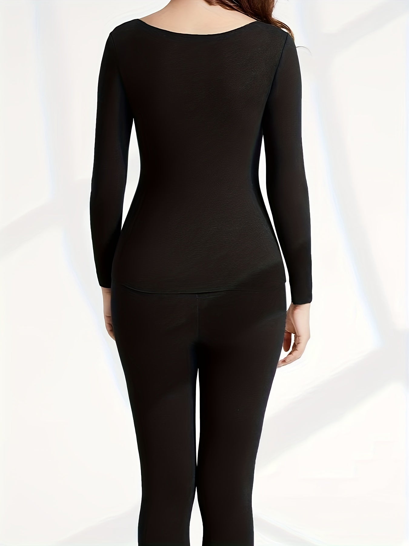 Women's Thermal Underwear Set Long Sleeve Crew Neck Tops & Pants