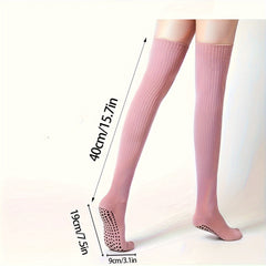 Round Toe Over The Knee Non Slip Yoga Socks Warm Long Tube Cold Socks