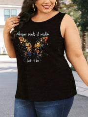 Butterfly Print Round Neck Tank Top