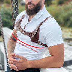 Men's Punk Knight Brown PU Leather Suspenders Suit Shirt Suspenders