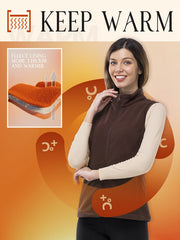 Sporty Sleeveless Zip Front Vest With Pockets Fleece Liner
