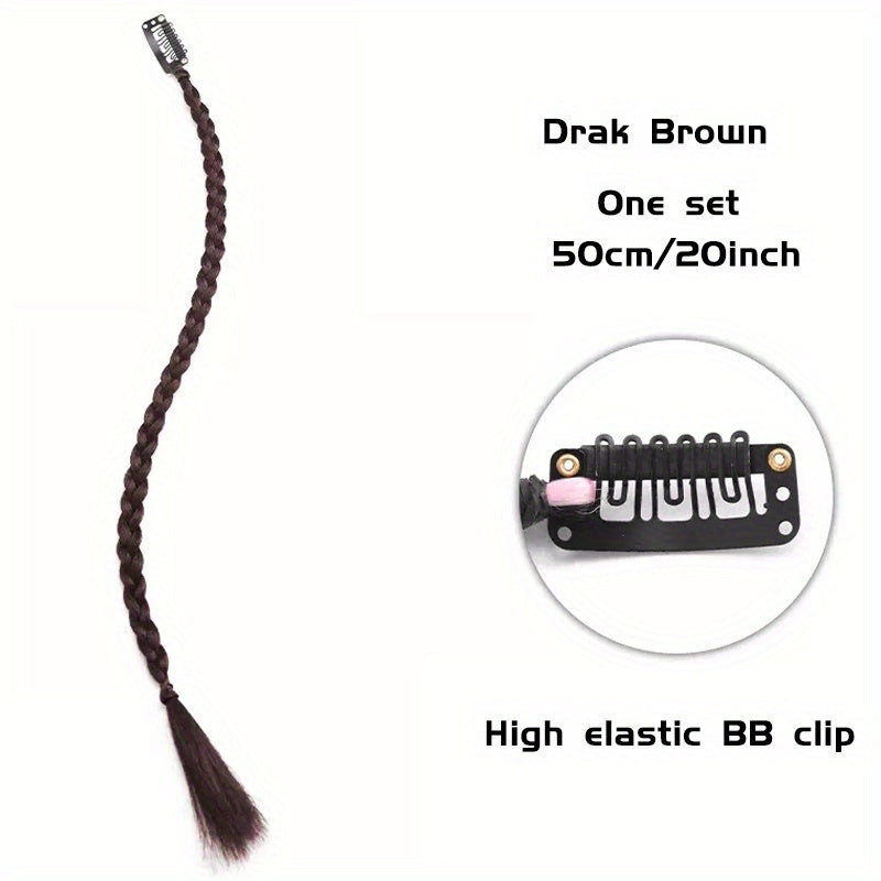 8 Cm Long Twist Braids Hair Extensions With Hair Clip Y2K Synthetic Ponytail