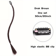 8 Cm Long Twist Braids Hair Extensions With Hair Clip Y2K Synthetic Ponytail