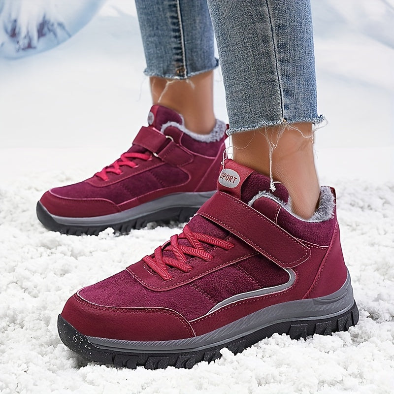 Plush Lined Snow Boots Wear Resistant Thermal Hiking Shoes