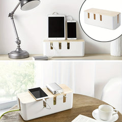 Wooden Cable Management Box Organizer