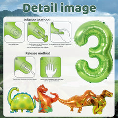 Dinosaur Birthday Decorations Set - Banners, Foil Balloons, Latex Balloons