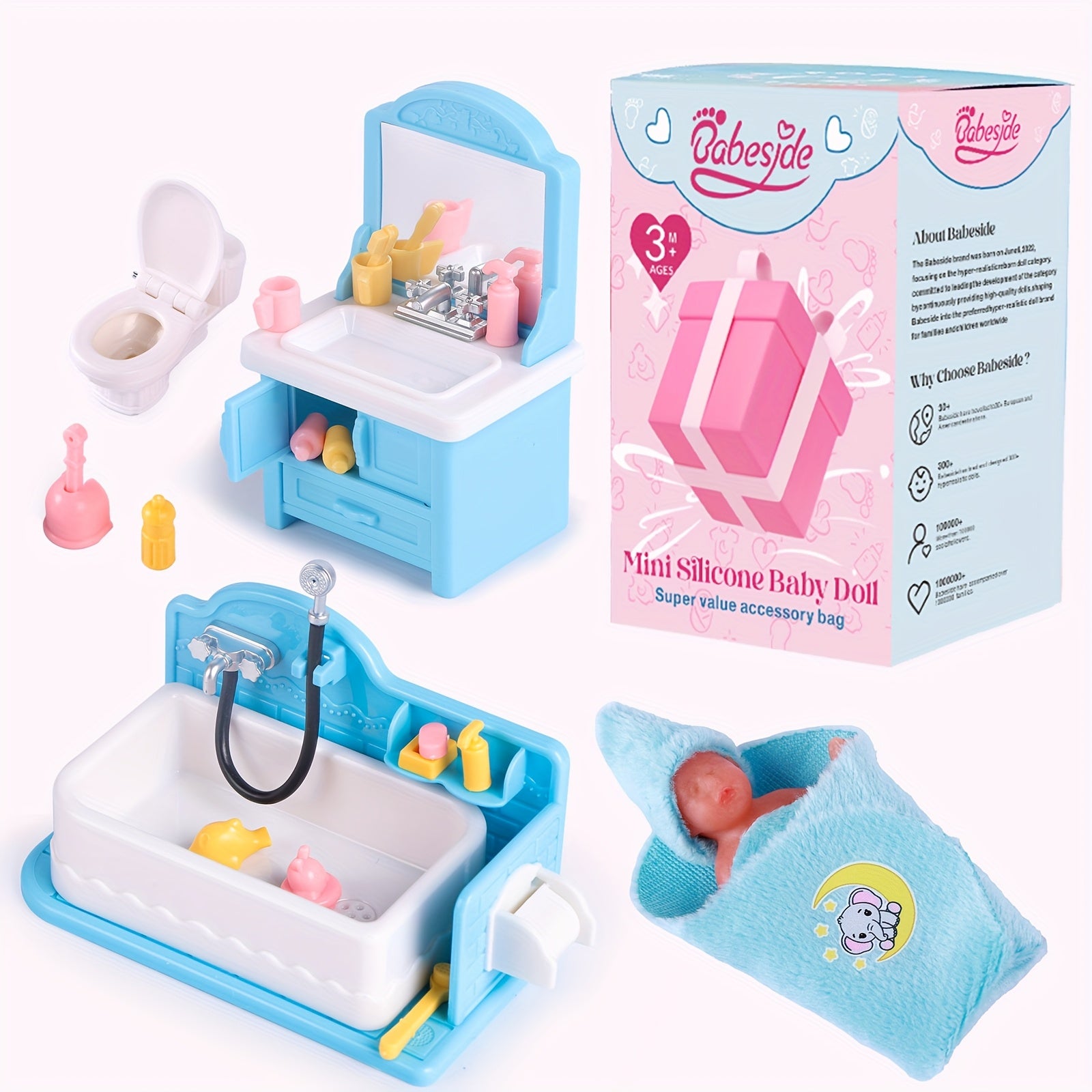 3" Mini Silicone Baby Dolls Realistic Newborn Full Silicone Sleeping Baby Dolls