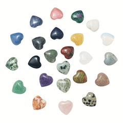 Natural Heart Shaped Crystal Stones 10Pcs Worry Stones Healing Carved Stones