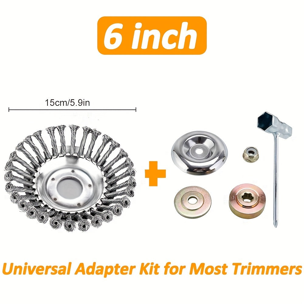 Universal Grass Trimmer Head Steel Wire Wheel Brush Disc Garden Trimmer Heads